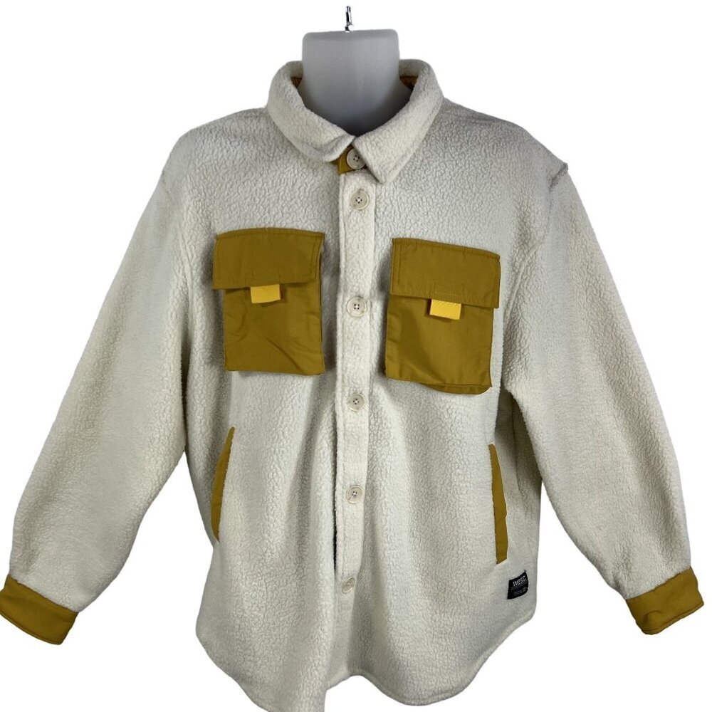 WESC NWT Sweden Sherpa Cargo Shacket Unisex Men XL Women XXL Color Block Jacket